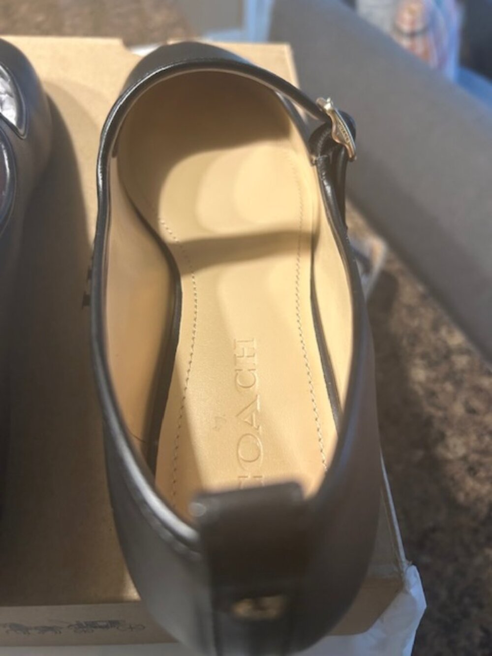 Coach Black C Rivet Leather Mary Jane Flats - Picture 9 of 12